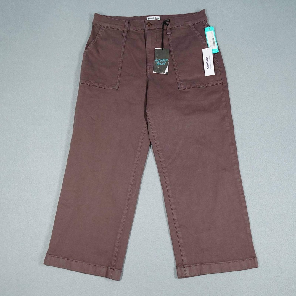 Studio Blue Utility Pant Womens 31P Taupe Dawn Maroon Red Wide Leg Stitch Fix